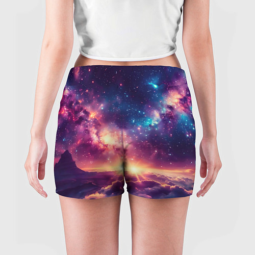 Женские шорты Фантастический космос вид с планеты / 3D-принт – фото 4