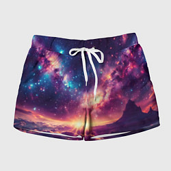 Шорты женские Фантастический космос вид с планеты, цвет: 3D-принт