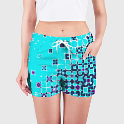 Шорты женские Геометрическая метаморфоза на бирюзе, цвет: 3D-принт — фото 2