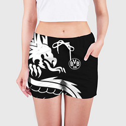 Шорты женские Borussia дракон белый, цвет: 3D-принт — фото 2