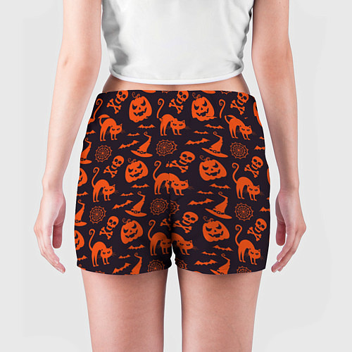 Женские шорты Паттерн с символами праздника Хэллоуин / 3D-принт – фото 4