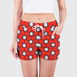 Шорты женские Звезды на красном, цвет: 3D-принт — фото 2