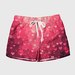 Шорты женские Розовый с сердечками паттерн, цвет: 3D-принт