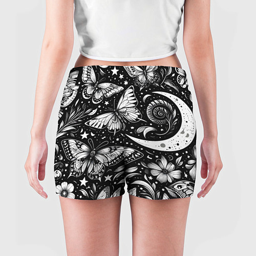 Женские шорты Паттерн из бабочек цветов и луны - нейроарт / 3D-принт – фото 4