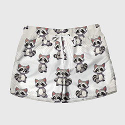 Шорты женские Много енотов, цвет: 3D-принт