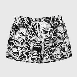 Женские шорты Свирепые лица и молнии - нейроарт