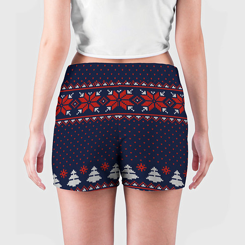 Женские шорты Новогодний вязаный узор / 3D-принт – фото 4