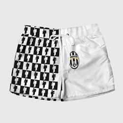 Шорты женские Ювентус паттерн люди, цвет: 3D-принт