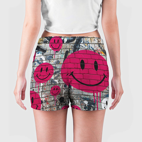 Женские шорты Розовые смайлы граффити / 3D-принт – фото 4