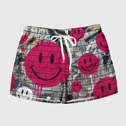Женские шорты Розовые смайлы граффити