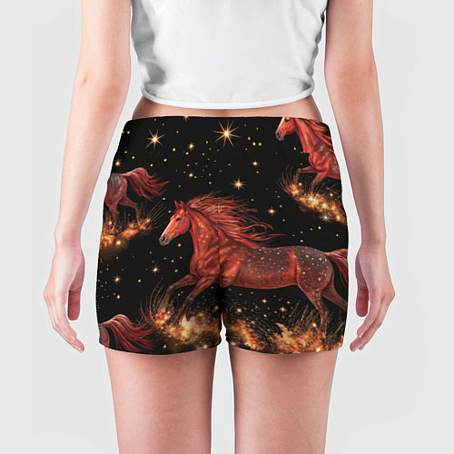 Женские шорты Огненные лошади - паттерн / 3D-принт – фото 4