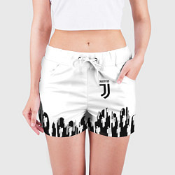 Шорты женские Ювентус краски люди, цвет: 3D-принт — фото 2