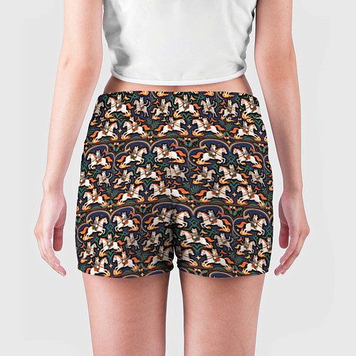 Женские шорты Новогодние коты всадники на лошади / 3D-принт – фото 4