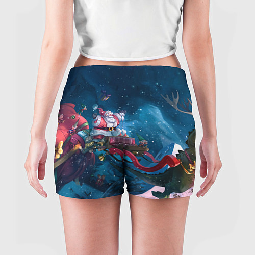 Женские шорты Санта с динозавром / 3D-принт – фото 4