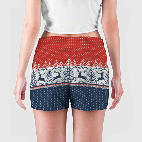Женские шорты Вязаный узор с оленями / 3D-принт – фото 4