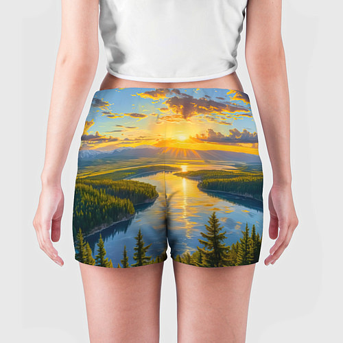 Женские шорты Золотой путь реки / 3D-принт – фото 4