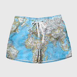 Шорты женские Карта мира - политическая, цвет: 3D-принт