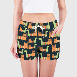 Шорты женские Узор котиков, цвет: 3D-принт — фото 2