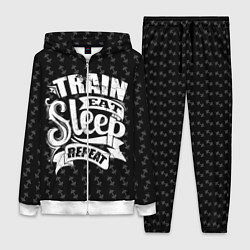 Женский 3D-костюм Train Eat Sleep Repeat, цвет: 3D-белый
