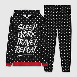Женский 3D-костюм Sleep Work Travel Repeat, цвет: 3D-красный