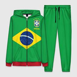 Женский 3D-костюм Сборная Бразилии: зеленая, цвет: 3D-красный