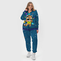 Женский 3D-костюм Енот в космосе, цвет: 3D-синий — фото 2