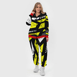 Женский 3D-костюм Black yellow abstract sport style, цвет: 3D-красный — фото 2