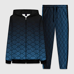Женский 3D-костюм Узор круги темный синий, цвет: 3D-черный
