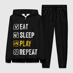 Женский 3D-костюм Eat Sleep Play Repeat, цвет: 3D-черный