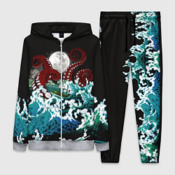 Женский 3D-костюм Корабль на Волнах Кракен, цвет: 3D-меланж