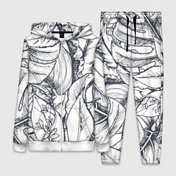 Женский 3D-костюм Тропические листья, цвет: 3D-белый