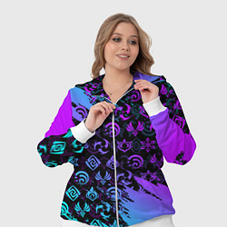 Женский 3D-костюм GENSHIN NEON PATTERN SYMBOL НЕОН ЭМБЛЕМЫ, цвет: 3D-белый — фото 2