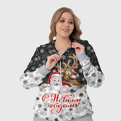 Женский 3D-костюм С Новым Годом дед мороз и олень, цвет: 3D-меланж — фото 2