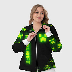 Женский 3D-костюм MINECRAFT NEON LOGO CREEPER, цвет: 3D-белый — фото 2