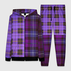 Женский 3D-костюм Purple Checkered, цвет: 3D-черный
