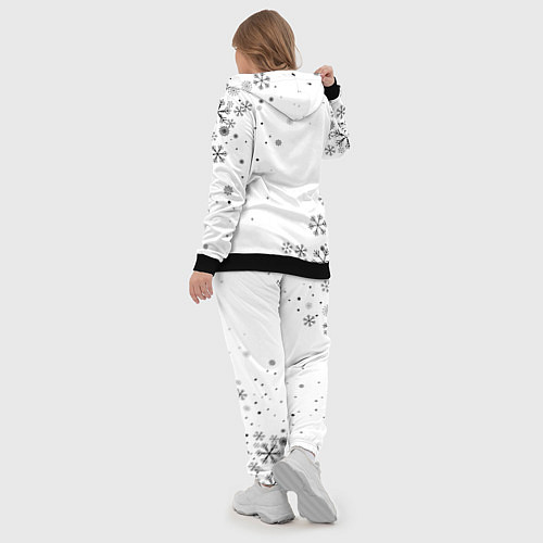 Женский костюм Новогодний тигр летящие снежинки / 3D-Черный – фото 5