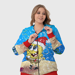 Женский 3D-костюм НОВОГОДНИЙ ГУБКА БОБ КВАДРАТНЫЕ ШТАНЫ, цвет: 3D-красный — фото 2