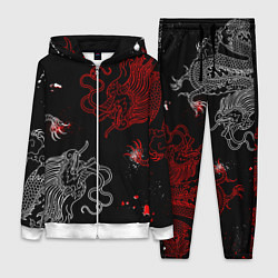 Женский 3D-костюм Китайский дракон Красно - Белый, цвет: 3D-белый