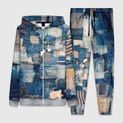 Женский 3D-костюм Patchwork Jeans Осень Зима 2023, цвет: 3D-меланж