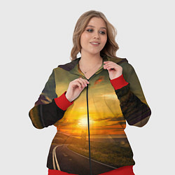 Женский 3D-костюм Закат у океана, цвет: 3D-красный — фото 2