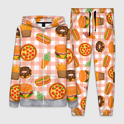 Женский костюм PIZZA DONUT BURGER FRIES ICE CREAM pattern