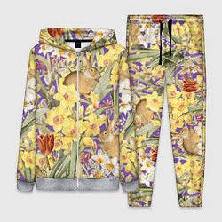 Женский 3D-костюм Цветы Нарциссы и Зайцы, цвет: 3D-меланж