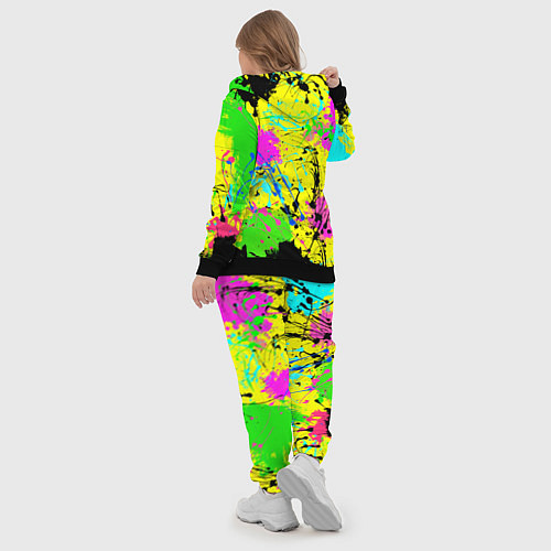 Женский костюм Абстрактная картина в разноцветный неоновых тонах / 3D-Черный – фото 5