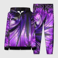 Женский костюм Неоновый фрактал черный с фиолетовым Абстракция
