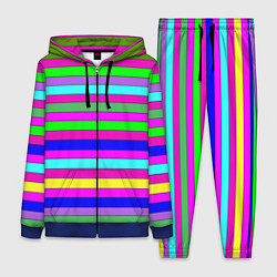 Женский 3D-костюм Multicolored neon bright stripes, цвет: 3D-синий