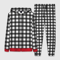 Женский 3D-костюм Black and white trendy checkered pattern, цвет: 3D-красный