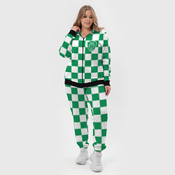 Женский 3D-костюм ФК Ахмат на фоне бело зеленой формы в квадрат, цвет: 3D-черный — фото 2