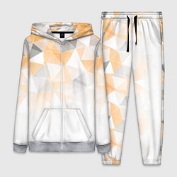 Женский костюм Однотонный белый и желто-серый геометрический