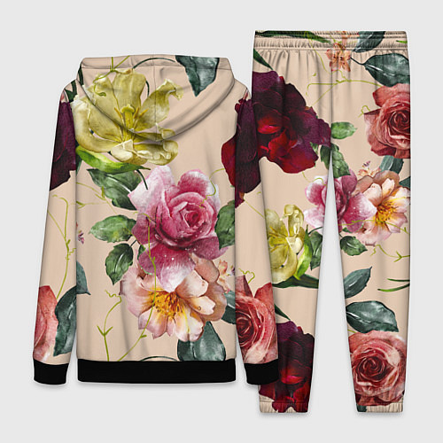 Женский костюм Цветы Нарисованные Красные Розы и Лилии / 3D-Черный – фото 2