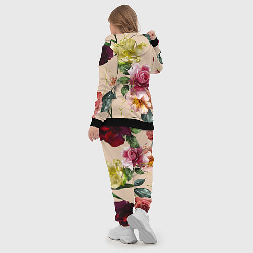 Женский костюм Цветы Нарисованные Красные Розы и Лилии / 3D-Черный – фото 5